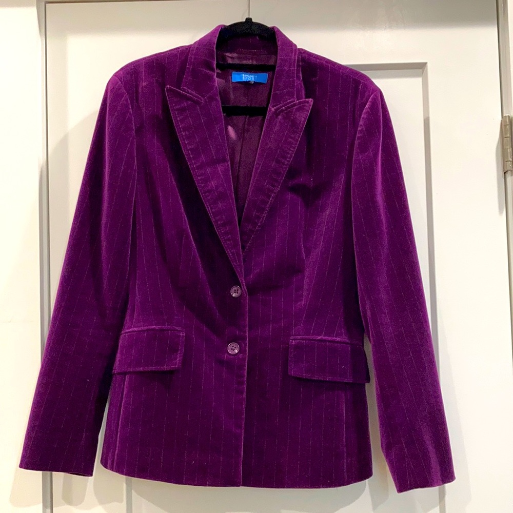 Escada Sport Crushed Velvet Pinstripe Blazer sz42